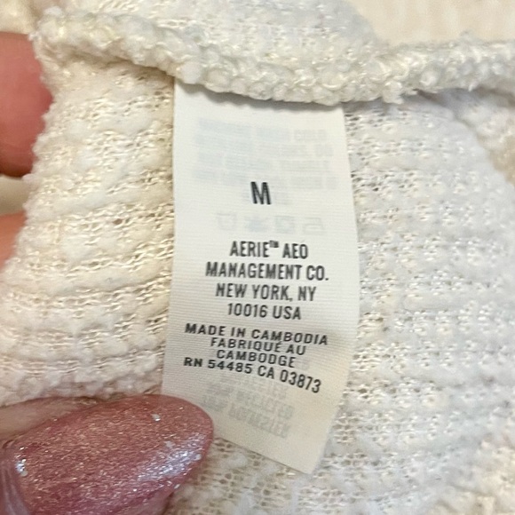 Aerie Dream Sherpa Quarter Zip Pullover in Cream - Women’s Size Medium - Picture 7 of 11
